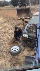 長野県辰野町で買取りした廃車のミラの引き取りの画像